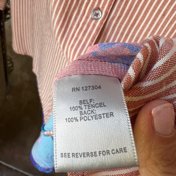 John Mark Striped/Abstract Mixed Print Long Sleeve Button Down Tunic Size M - Picture 6 of 8